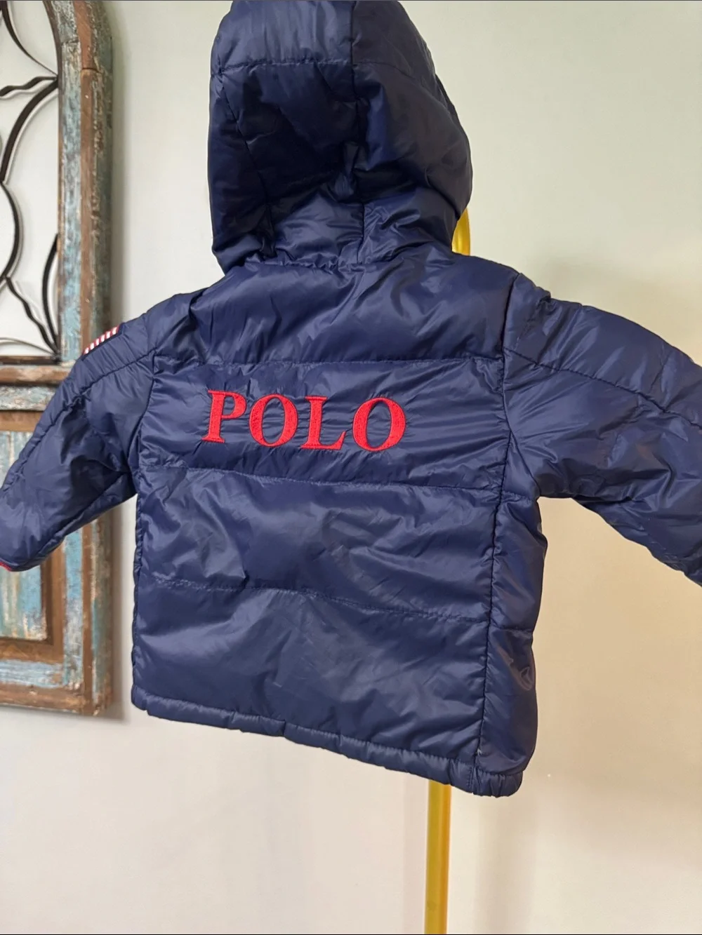 Ralph Lauren Navy Puffer Jacket with Red Accents EUC 18 months